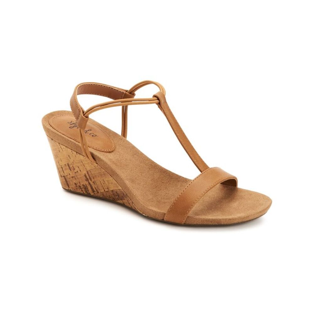 STYLE & COMPANY Womens Beige Mulan Round Toe Wedge Slip On Slingback Sandal 11 M
